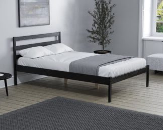 An Image of Luka Black Wooden Bed Frame - 3ft Single