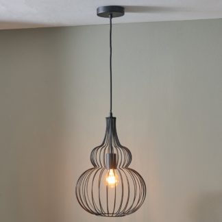 An Image of Dania Metal Shaped Wire Pendant Black