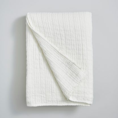 An Image of Remade 100% Recycled Cotton Muslin Throw Ochre