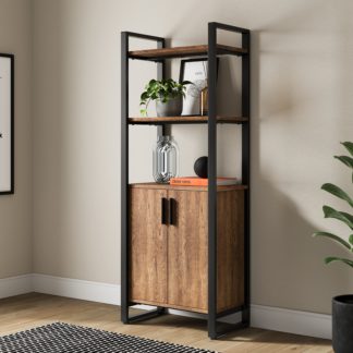 An Image of Freddie Bookcase Oak Effect Dark Wood (Brown)