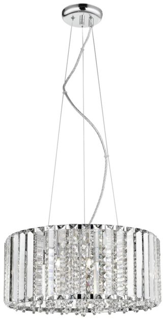 An Image of Diore Crystal 5 Light Pendant Light - Chrome