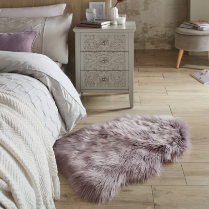 An Image of Tipped Faux Fur Pelt Rug Grey