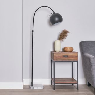 An Image of BHS Brent Curved Floor Lamp - Satin Black