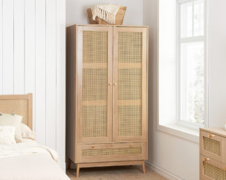 An Image of Croxley Oak Rattan Combination Wardrobe