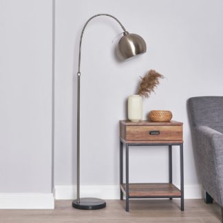 An Image of BHS Brent Curved Floor Lamp - Satin Nickle