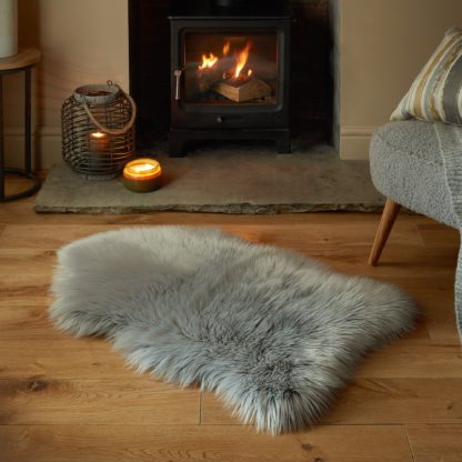 An Image of Tipped Faux Fur Pelt Rug Grey