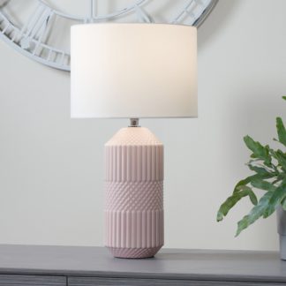 An Image of Meribel Tall Geo Textured Ceramic Table Lamp Pink