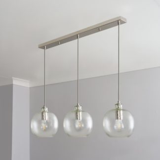 An Image of BHS Valerie Glass 3 Light Pendant Light - Clear