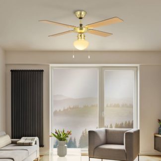 An Image of Eglo Fortaleza Ceiling Fan with Light - Bronze & Wood