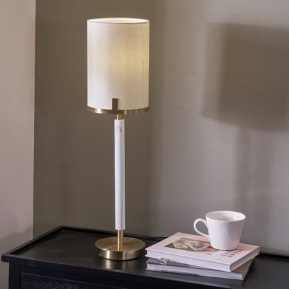 An Image of Midland Marble Effect Table Lamp Silver