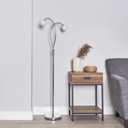 An Image of BHS Acacia 2 Light Multihead Floor Lamp - Chrome