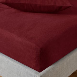 An Image of Soft & Cosy Cotton Fitted Sheet Red
