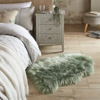 An Image of Tipped Faux Fur Pelt Rug Sage