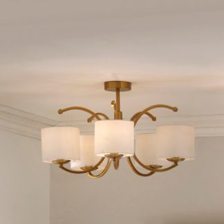 An Image of Arcadia 5 Arm Semi Flush Pendant, Brass Gold