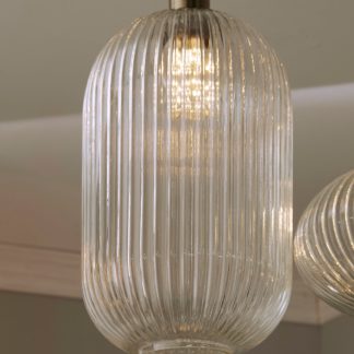An Image of Abigail Tall Ribbed Glass Pendant, Clear Clear