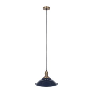 An Image of Macchiato Metal Cafe Pendant, Navy Navy