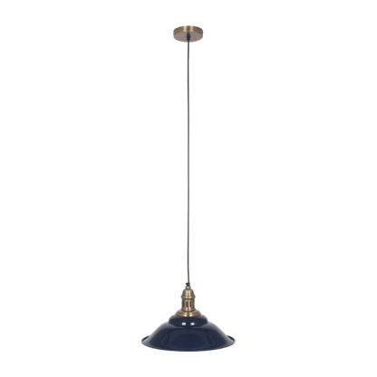 An Image of Macchiato Metal Cafe Pendant, Navy Navy