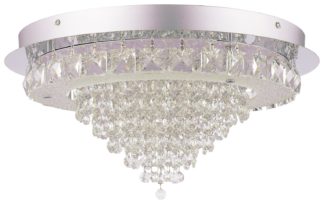An Image of Impex Essone Crystal Flush to Ceiling Light - Chrome