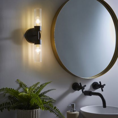 An Image of Ottawa 2lt Black IP44 Bathroom Wall Light