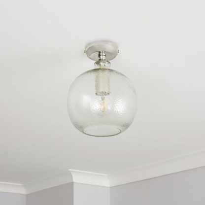 An Image of BHS Valerie Glass Flush to Ceiling Light - Clear