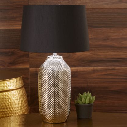 An Image of Nova Textured Ceramic Table Lamp Silver