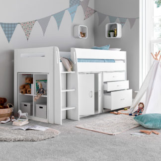 An Image of Lacy - Single - Storage Midsleeper Bed - White - Wooden - 3ft