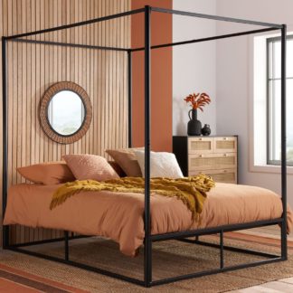 An Image of Farringdon - Small Double - 4 Posted Bed - Black - Metal - 4ft