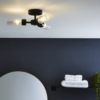 An Image of Ottawa 3lt Black IP44 Bathroom Flush Ceiling Light