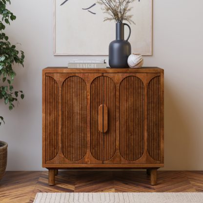 An Image of Khari 2 Door Sideboard Mango Wood Dark Wood (Brown)