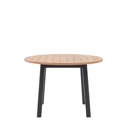 An Image of Elda 4 Seater Round Dining Table Charcoal (Grey)