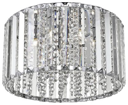 5d9bffff143601df61298e3efba67fe74c22a284b511ff7647967726125c8ecd.jpg An Image of Diore Crystal 4 Light Flush to Ceiling Light - Chrome
