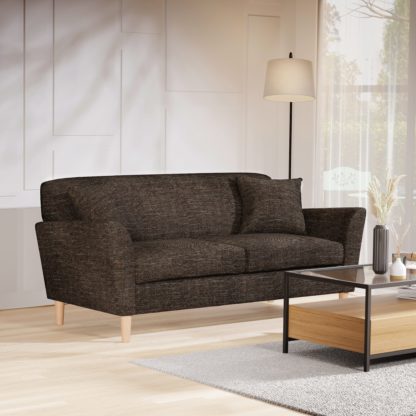 An Image of Ernie Multi Textured Weave 3 Seater Sofa Charcoal