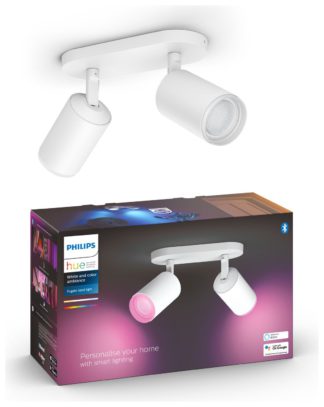 An Image of Philips Fugato Metal 2 Light LED Spotlight - White