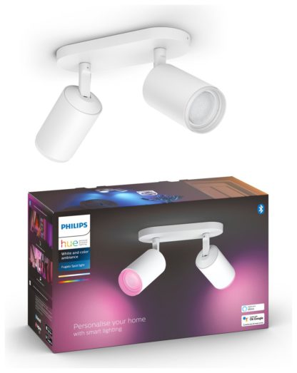 An Image of Philips Fugato Metal 2 Light LED Spotlight - White
