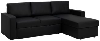 An Image of Argos Home Miller Fabric Right Hand Corner Sofa Bed - Black