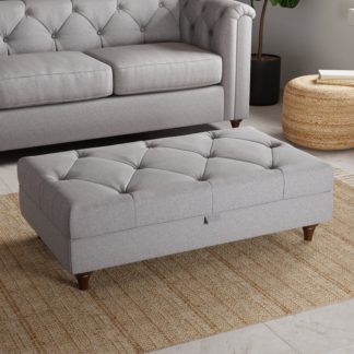 An Image of Chesterfield Soft Texture Storage Footstool Grey