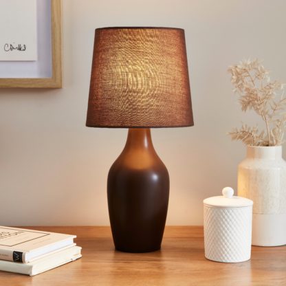 An Image of Ava Stoneware Table Lamp Olive (Green)