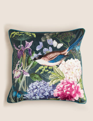 An Image of M&S Bird Floral Embellished Cushion