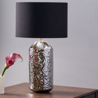 An Image of Vega Textured Ceramic Table Lamp Silver