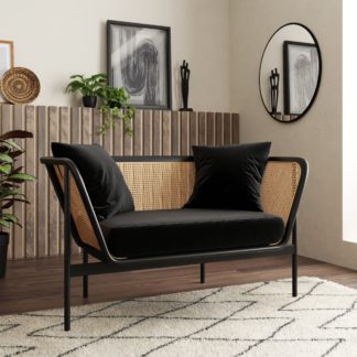 An Image of Valerie Velvet Compact 2 Seater Black Black