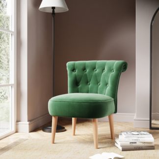 An Image of Josephine Velvet Button Back Chair Emerald Velvet