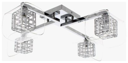 71c4080a167e0f05c19ee69cd43d2ccc20bfe85f920c4b91bfed81808b314954.jpg An Image of Impex Avignon Glass 4 Light Flush to Ceiling Light - Chrome