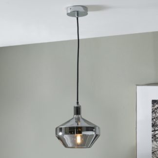 An Image of Jaxon Shiny Smoked Glass Domed Pendant Grey