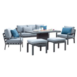 An Image of Titchwell 7 Seater Lounge Set with Adjustable Table Grey