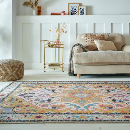 An Image of PractiRug Orla Traditional Washable Rug MultiColoured