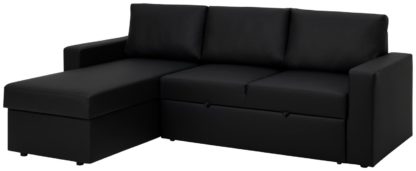An Image of Argos Home Miller Fabric Right Hand Corner Sofa Bed - Black