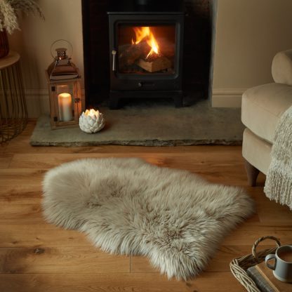 An Image of Tipped Faux Fur Pelt Rug Grey
