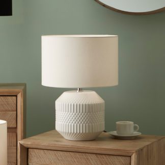 An Image of Meribel Geo Textured Ceramic Table Lamp White