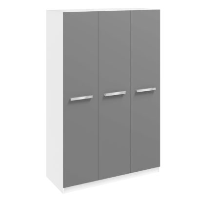 An Image of Moritz Triple Wardrobe White and Grey