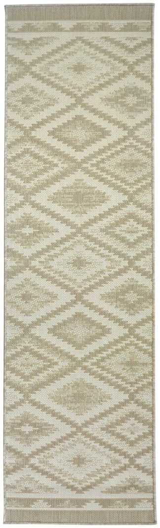 An Image of Relay HydroFlex Diamond Natural Outdoor Rug - 60X230cm